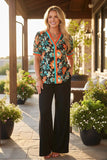 NEW Turquoise & Orange Floral blouse