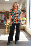 NEW Turquoise & Orange Floral blouse
