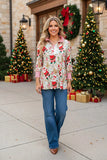 Vintage Santa blouse with ruffle stripe collar