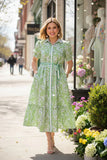 Green Floral belted dress