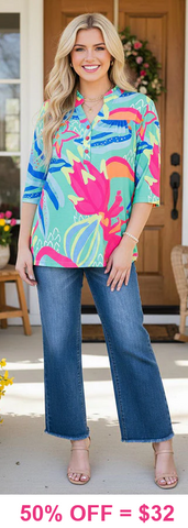 Blue & Green baby doll blouse - Loose Fit