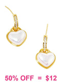 Pearl heart earrings gold tone