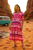 Pink Purple Tribal Midi Length Dress