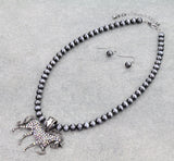 Bling Horse pendant silver necklace