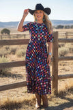 Purple checker mesh dress with lining