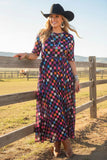 Purple checker mesh dress with lining