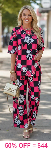 Pink & Black Checkered lounge 2 piece set
