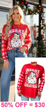 Red MERY CHRISTMAS long sleeve top
