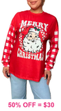 Red MERY CHRISTMAS long sleeve top