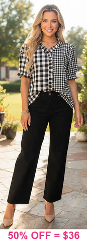 Black and White plaid blouse