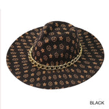 TAN MONOGRAM HAT WITH GOLD CHAIN