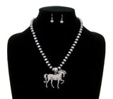 Bling Horse pendant silver necklace