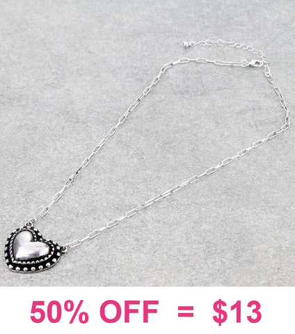 Silver heart pendant necklace