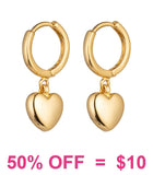 Gold Huggie earrings with heart charm