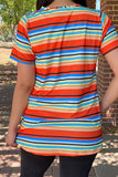 Striped, Sequin, Rust short sleeve top
