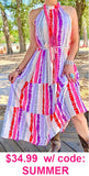 Pink, Purple, White Maxi Dress