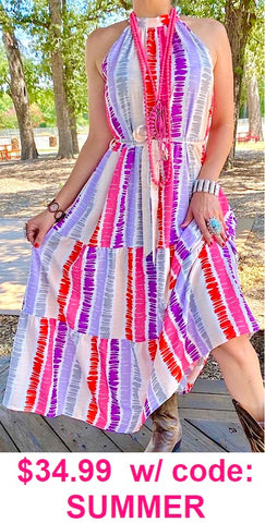 Pink, Purple, White Maxi Dress