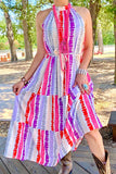 Pink, Purple, White Maxi Dress