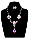 Big Bling Steer Rhinestone Copper Tone necklace