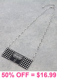 Western Design, Studded, Silver bar necklace