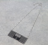 Western Design, Studded, Silver bar necklace