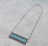 Western Turquoise stones, Silver bar necklace