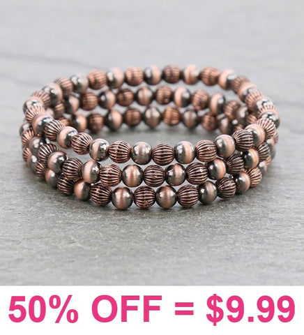 Copper Navajo pearl 3 piece bracelet set