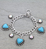 Turquoise heart charm bracelet