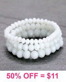 White Crystal Stretch Bracelets - 3 piece set