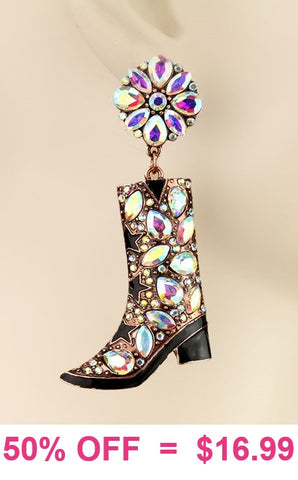 Copper & Bling Rhinestone boot earrings