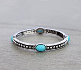 Silver studded stretch bracelet with Turquoise stones