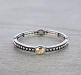 Silver studded stretch bracelet with bling stones