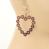 Copper heart outline earrings with bling