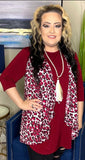 Red, Maroon & White Leopard Vest