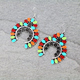 Multi color Squash Blossom Style Inlayed Earrings