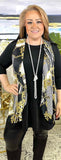 Black and White Stripe Vest with Gold Scroll