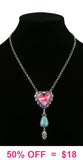 Pink Heart, Turquoise teardrop, pendant Necklace