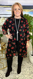 PLUS SIZE : Red Rose and Black Sheer Duster