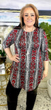 M, L, 2X  : Grey & Red Snake SCOOP Tunic