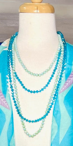 Crystal Beaded Layering Necklaces [ 2 color options ] Blue or Mint