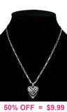 Multi Color Checkered heart necklace