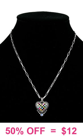 Checkered heart necklace