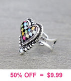 Multi Color checkered heart ring