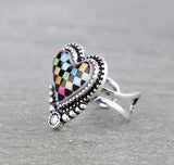 Multi Color checkered heart ring