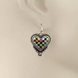 Multi Color checkered heart earrings