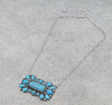 Turquoise stone rectangle bar pendant necklace