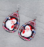 Santa Serape teardrop bling trim earrings