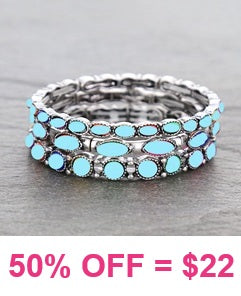 3 Silver bracelets with Turquoise stones
