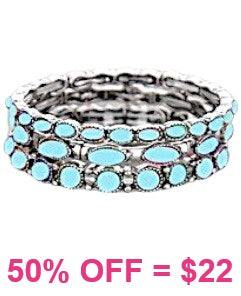 3 Silver bracelets with Turquoise stones
