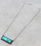 Turquoise rectangle bar necklace